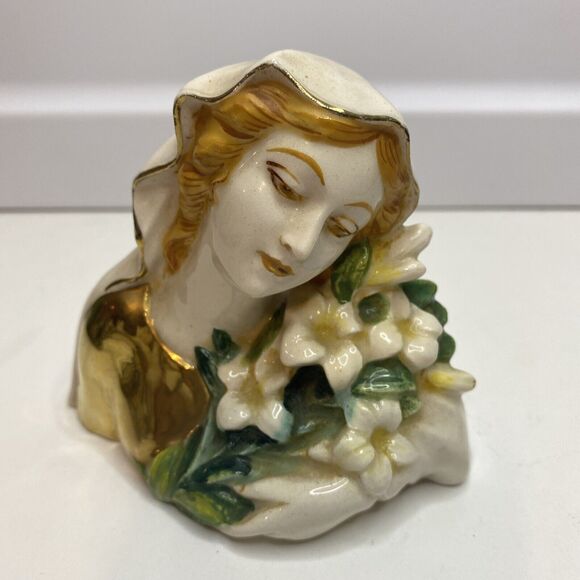 Italy Ceramics Hand-painted Madonna Virgin Mary Figure Marked Numbered
